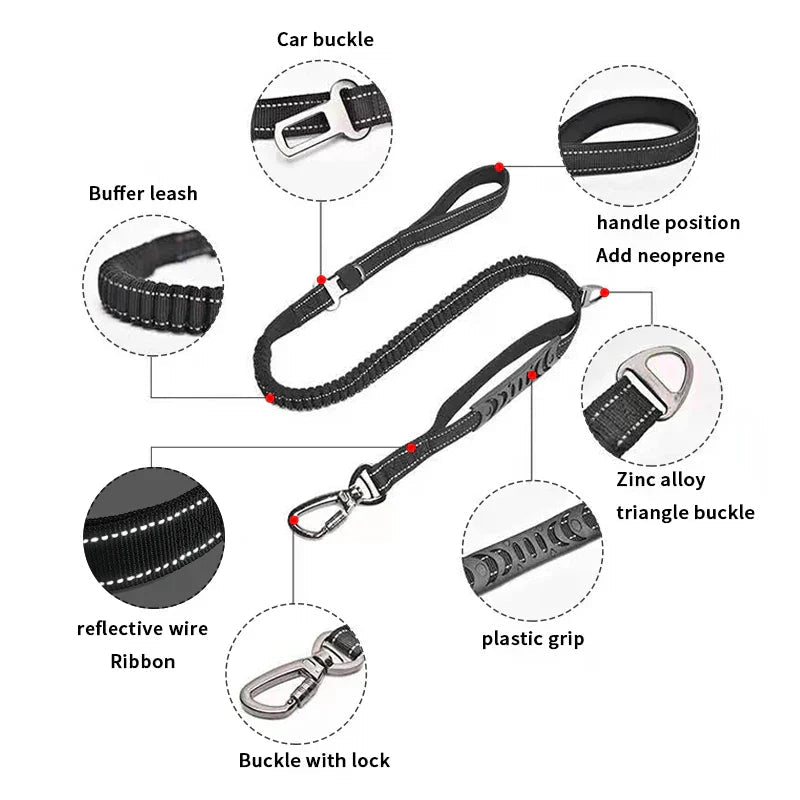 Extended Heavy Duty Bungee Leash Safety Belt Buckle